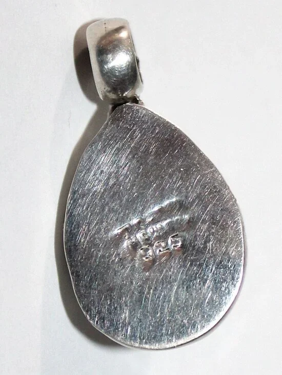 Vintage Sterling Silver Taxco Dichroic Glass Pendant 10 Grams - Picture 2 of 5